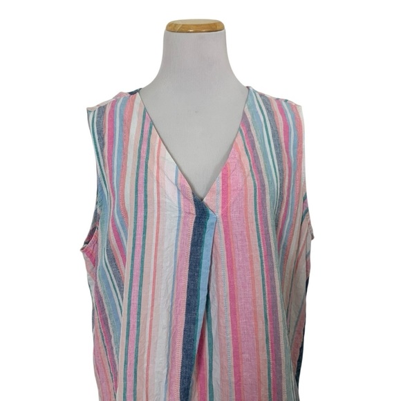 Time And Tru Linen Blend Stripe Tank Top Women’s XL 16/18 Sleeveless Colorful - Picture 3 of 14
